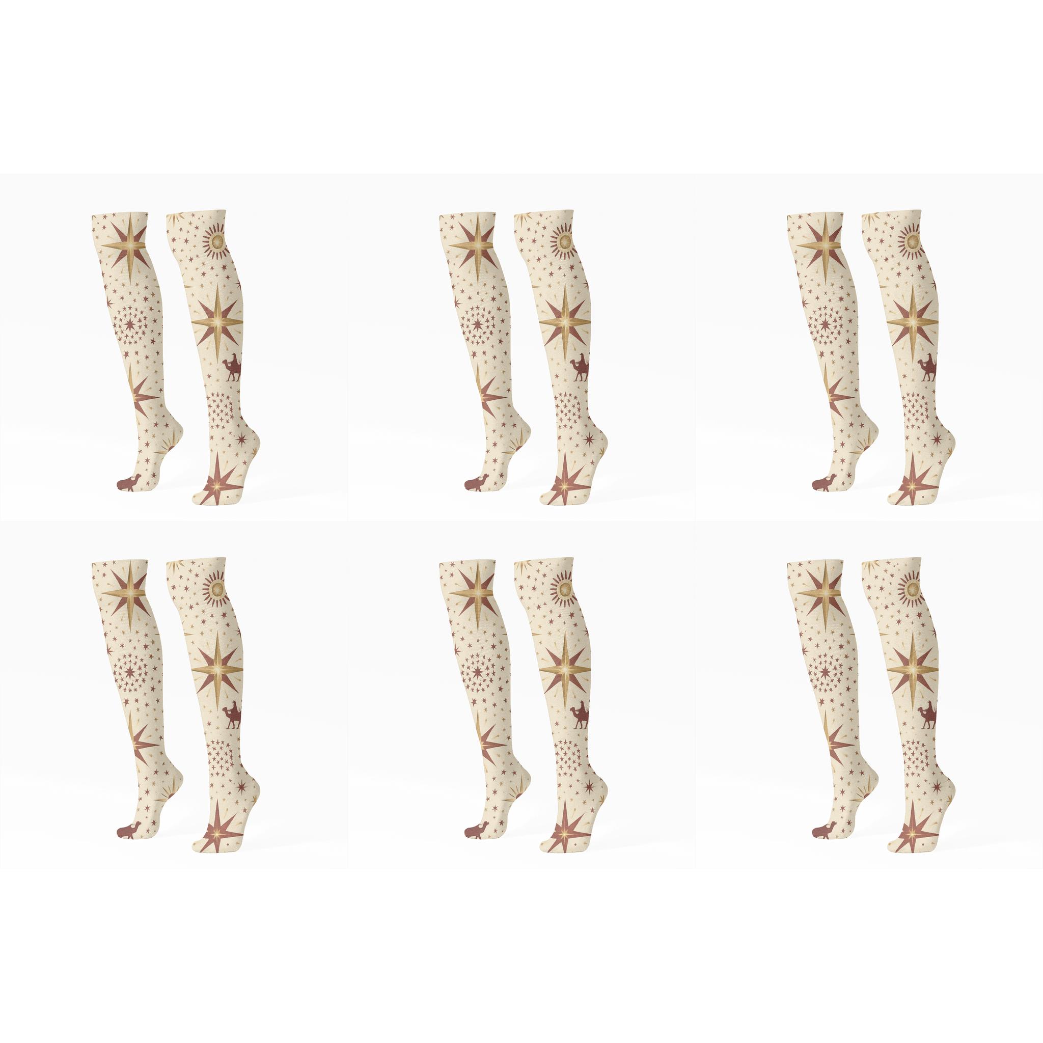 Starburst Natal Star Pattern Star Of Bethlehem Edition personalized knee-high socks