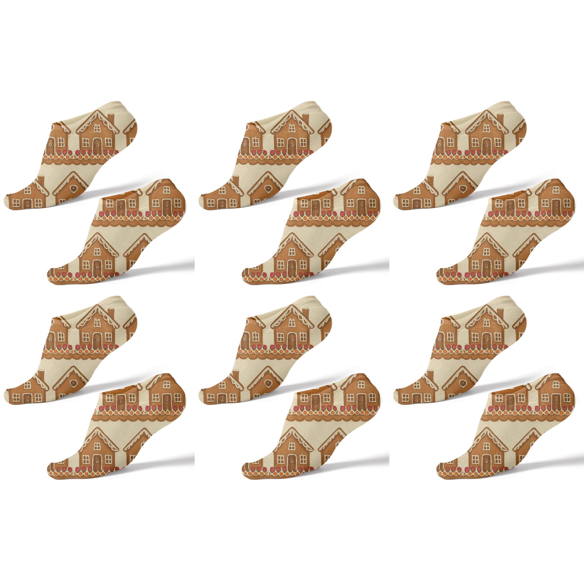 Gingerbread House Border Holiday comfortable cotton ankle socks