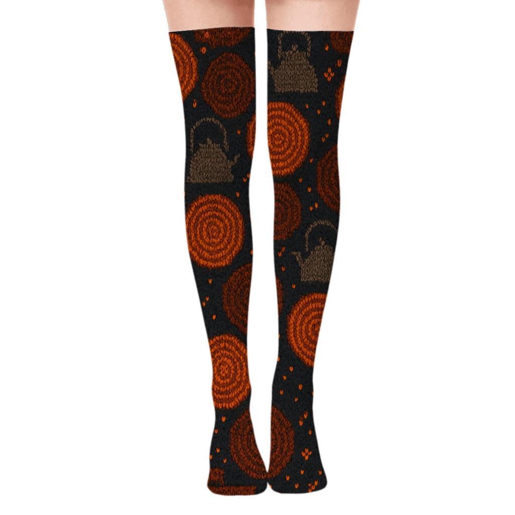 Heart Embers Log Tessellation personalized over-the-knee socks