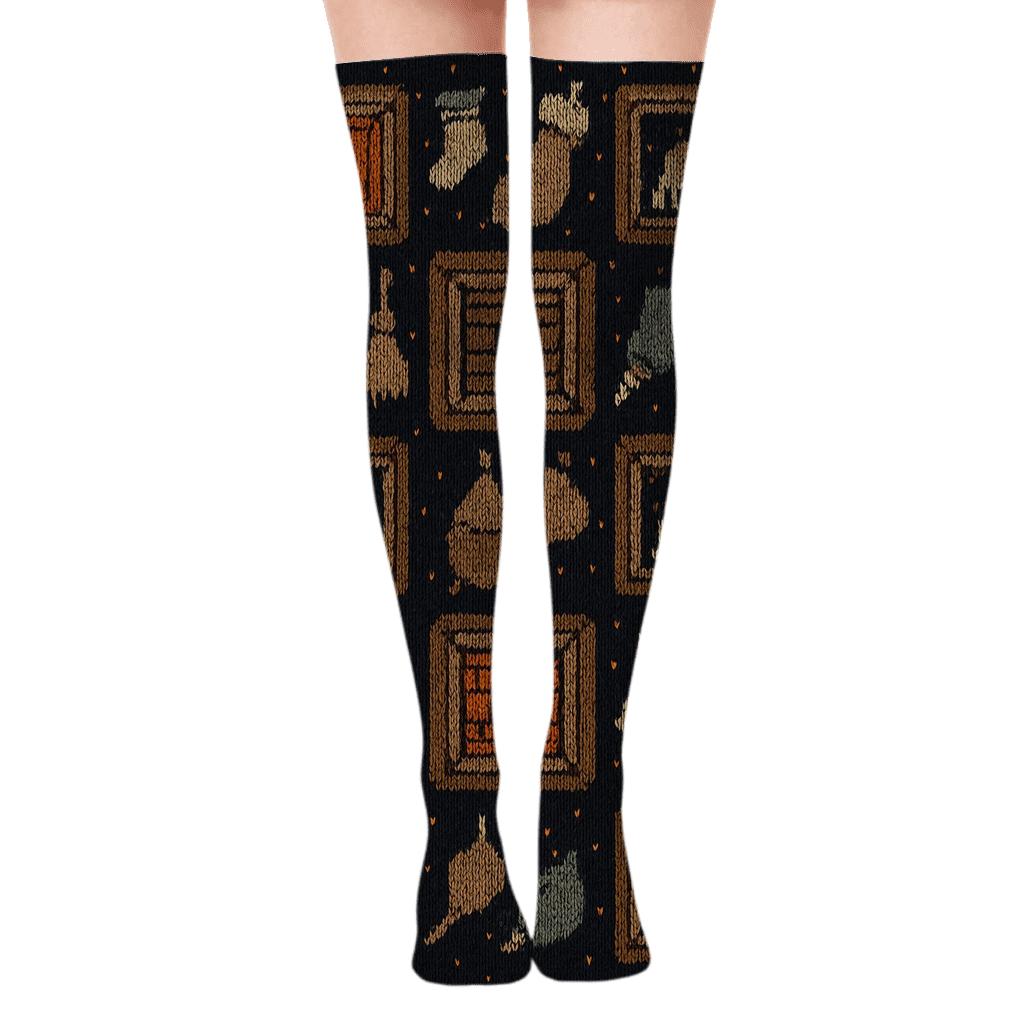 Hearth Grid Fireplace Throw Pattern custom over-the-knee socks
