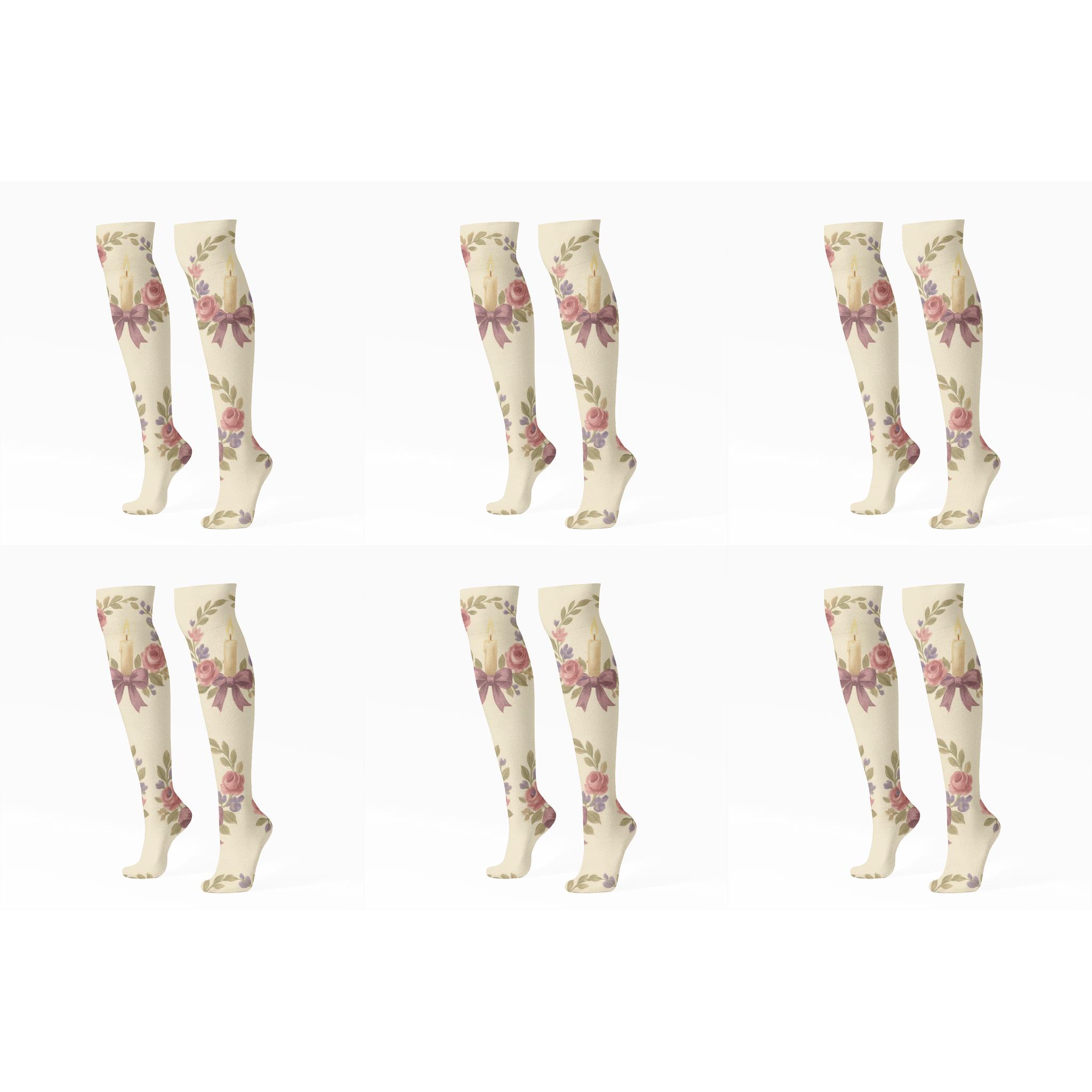 Wreath Band Repeat With Advent Candles personalized knee-high socks