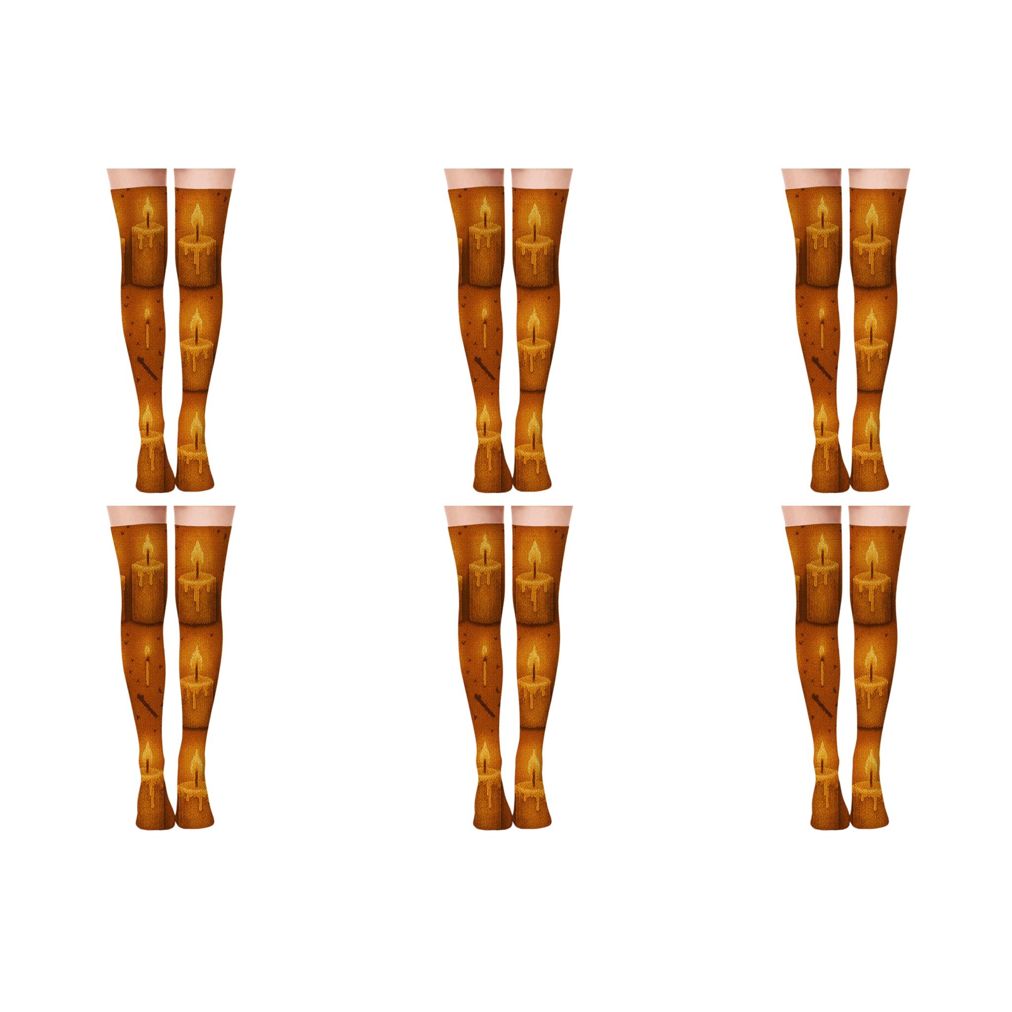 Amber Glow Candle Grid custom over-the-knee socks