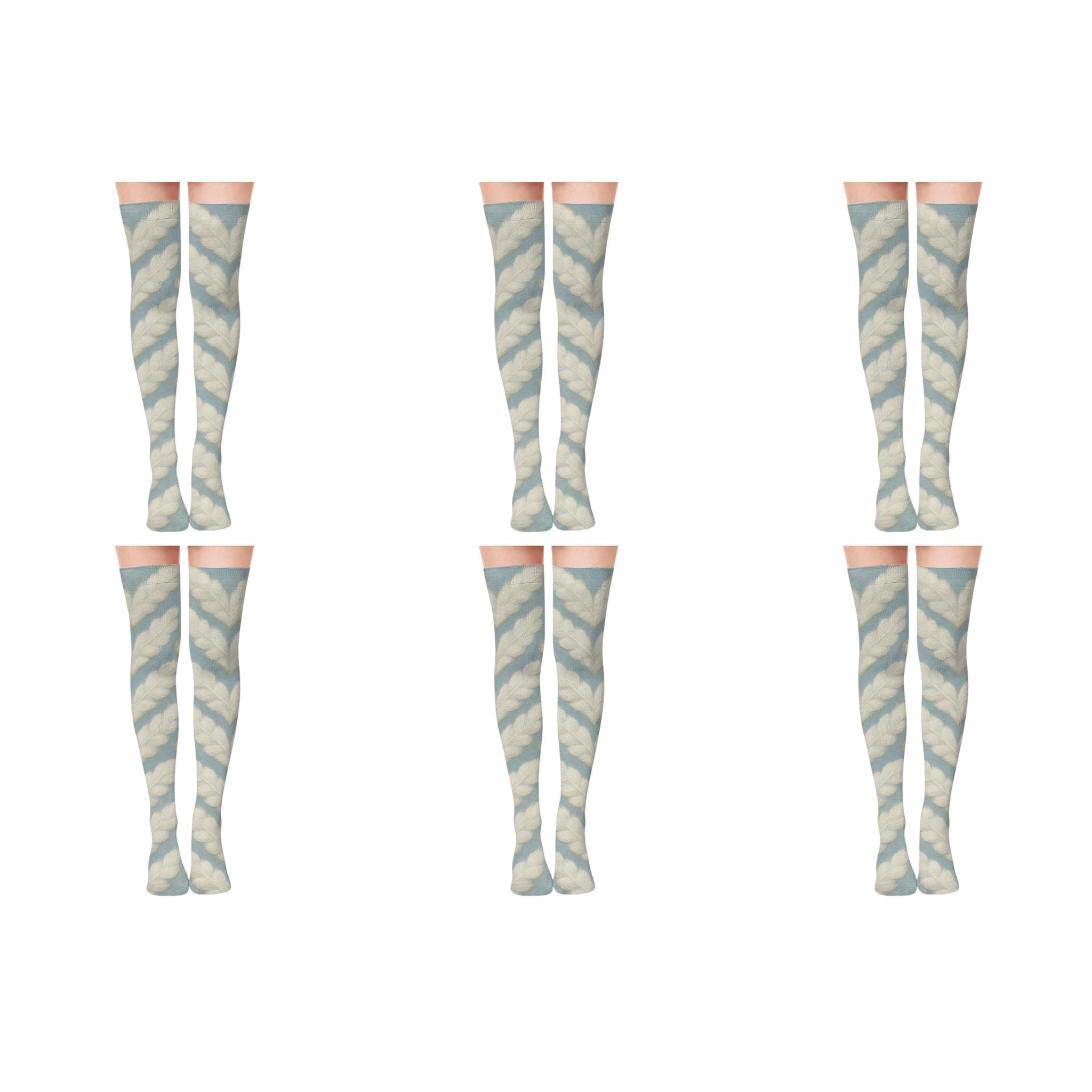 Feather Chevron With Angel Accent stylish fashion over-the-knee socks