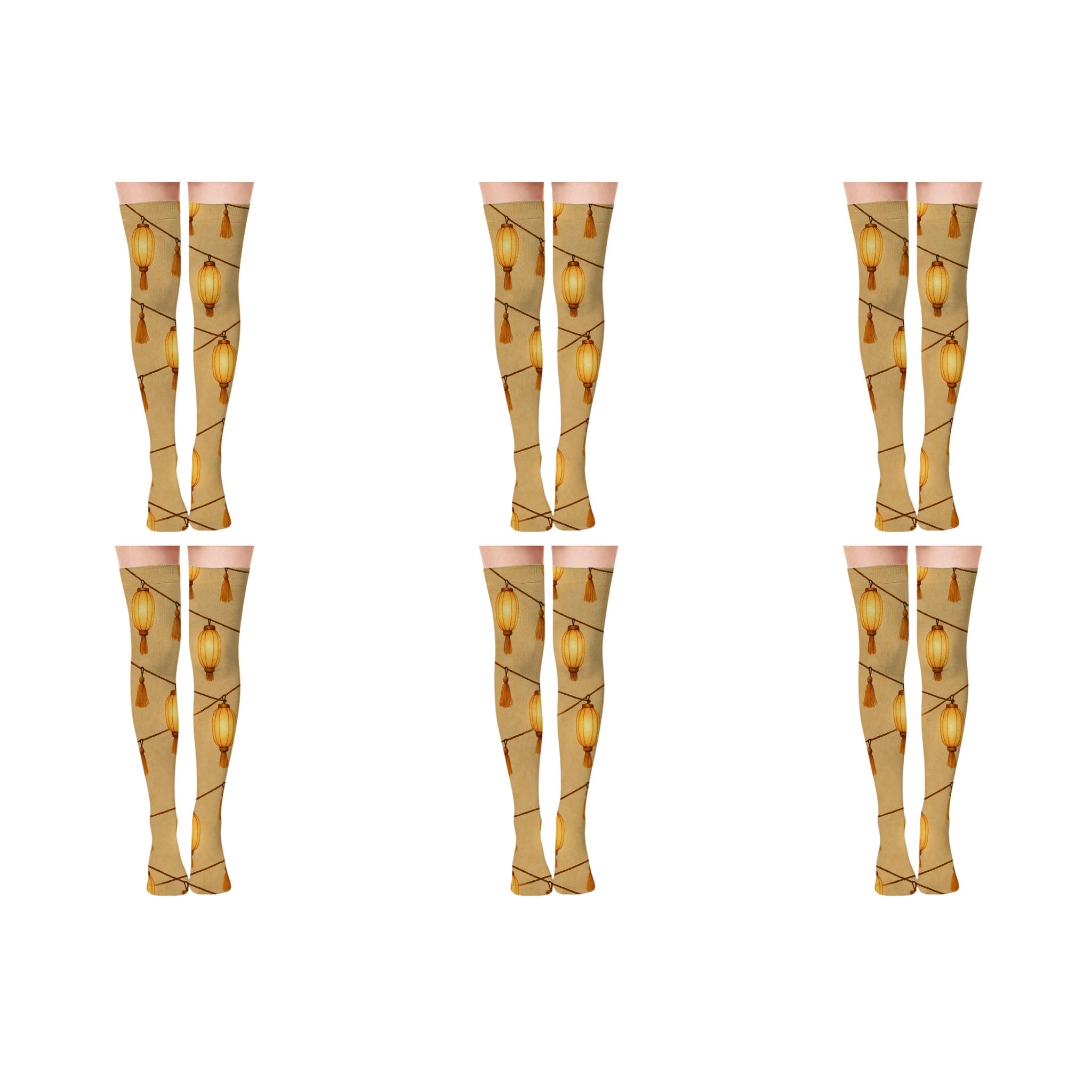 Garland Of Tassel Lanterns With Warm Gold Accents premium cozy over-the-knee socks