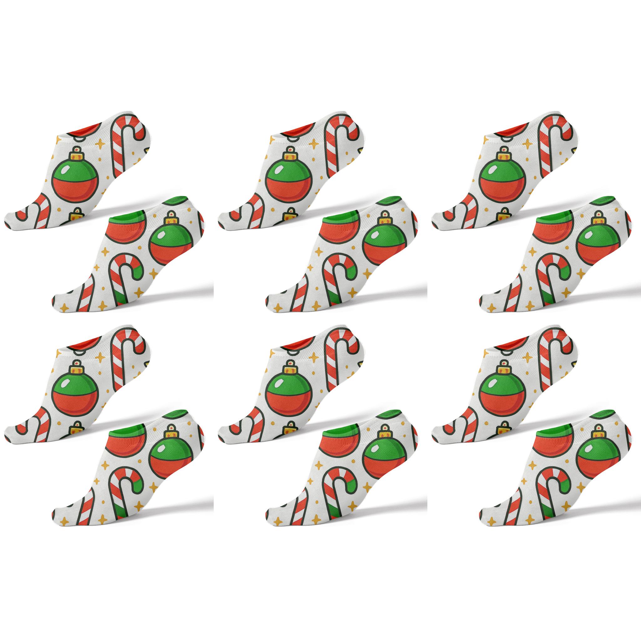 Candy Ornament Grid Holiday stylish athletic ankle socks