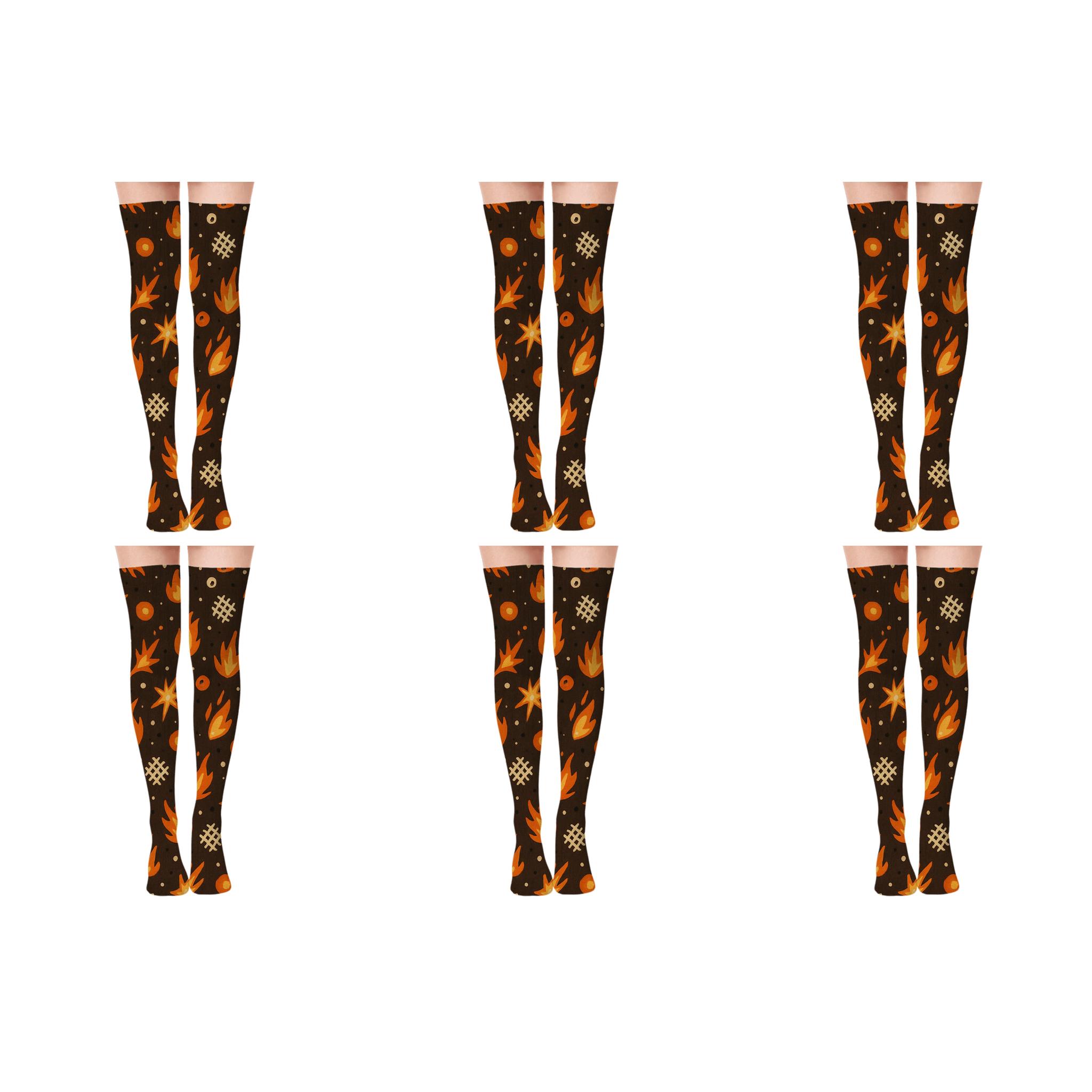 Spark Scatter Fireplace Pattern premium cozy over-the-knee socks