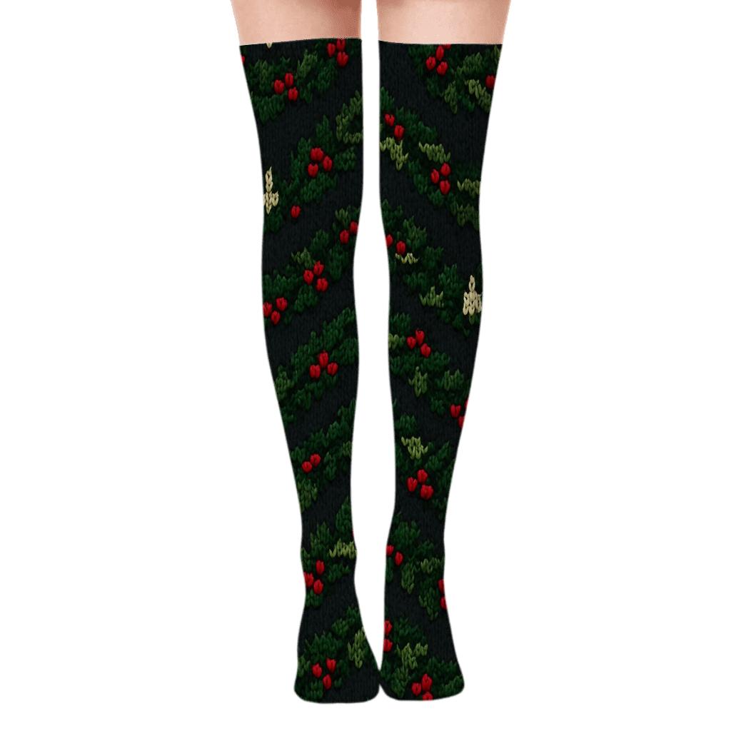 Berry Chevron With Advent-wreath Rhythm personalized over-the-knee socks