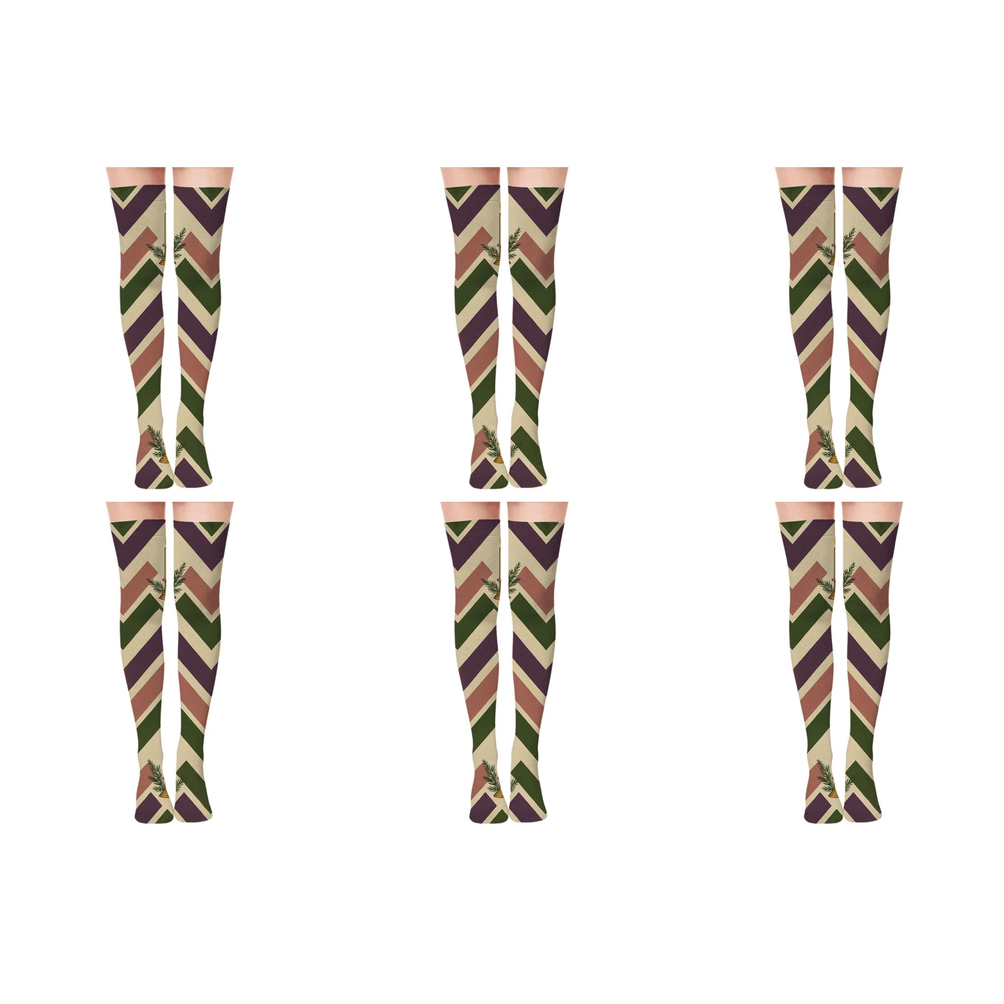 Taper Chevron With Advent Candles soft everyday over-the-knee socks