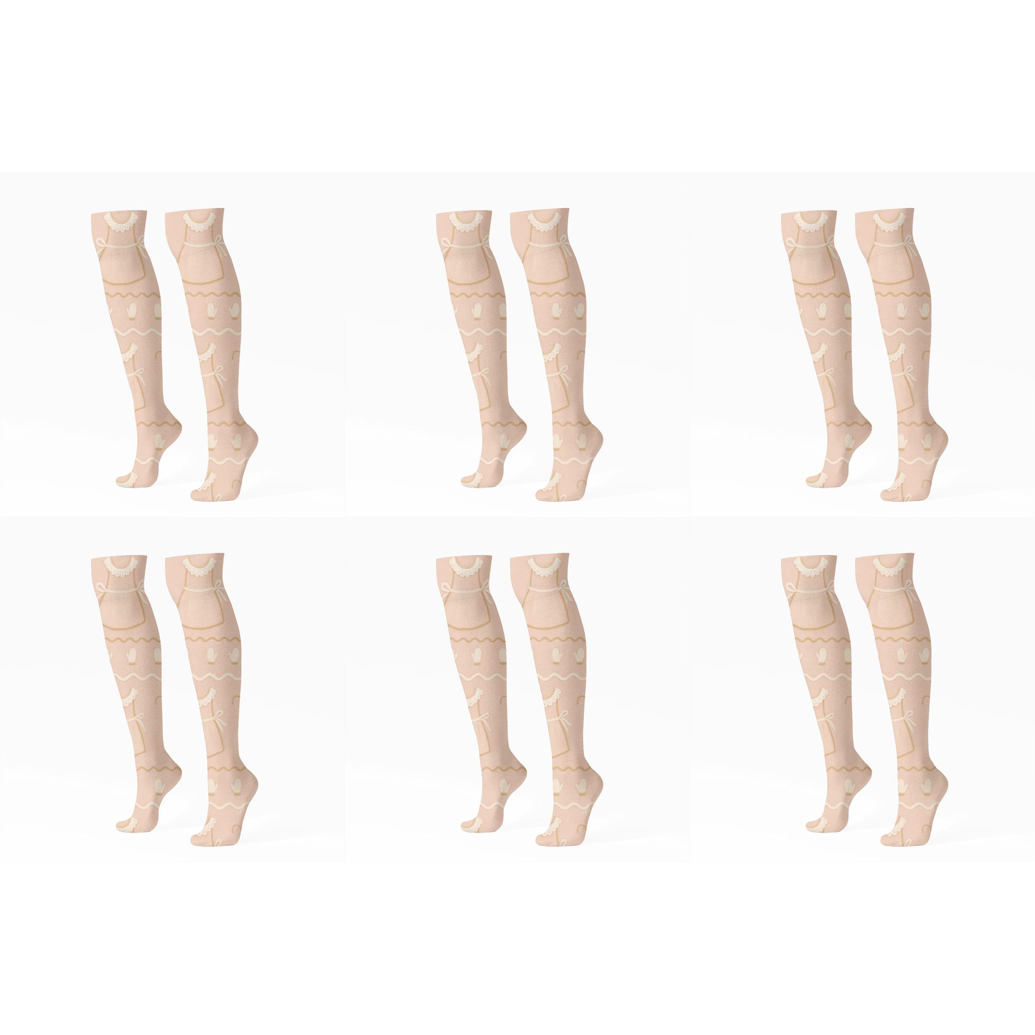 Apron Lace Band Mrs Claus Panel comfortable cotton knee-high socks