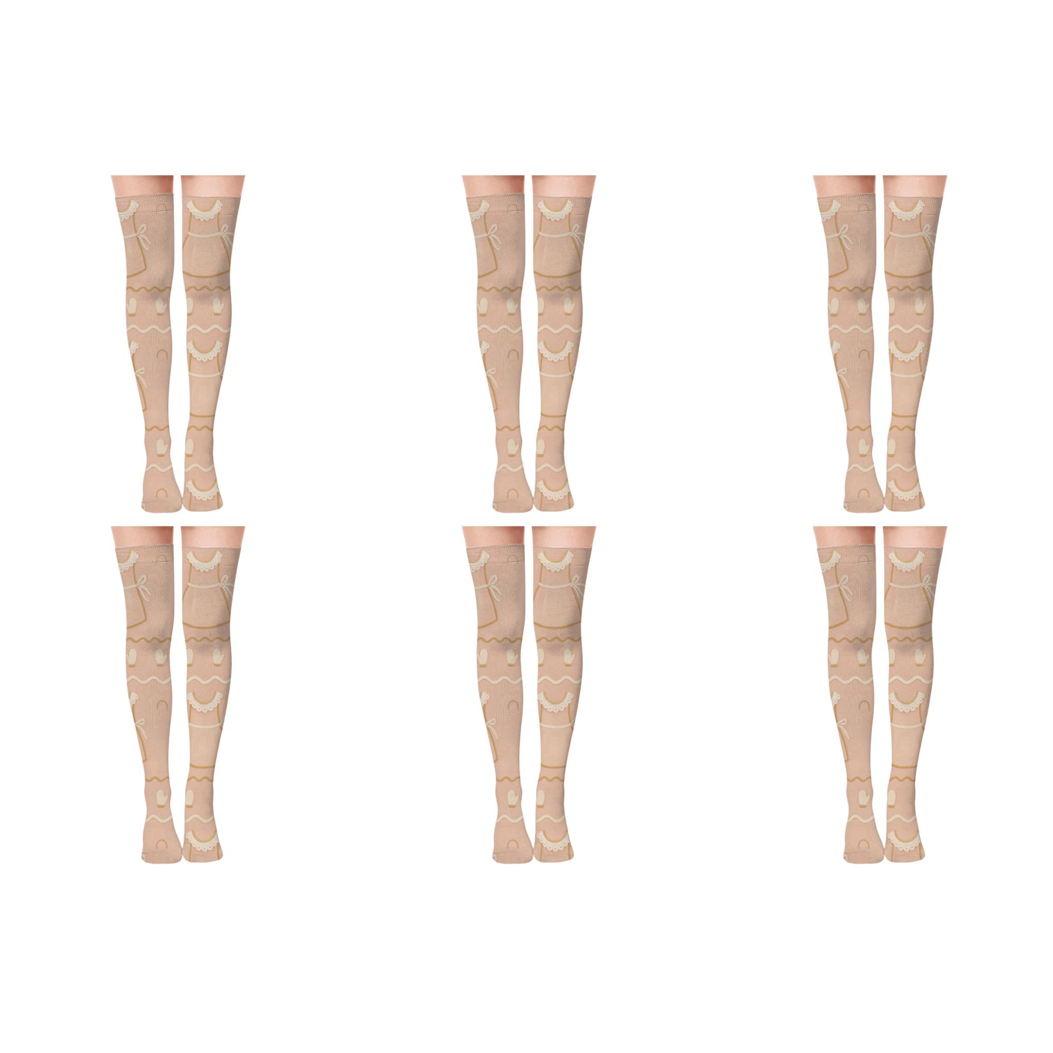 Apron Lace Band Mrs Claus Panel stylish fashion over-the-knee socks