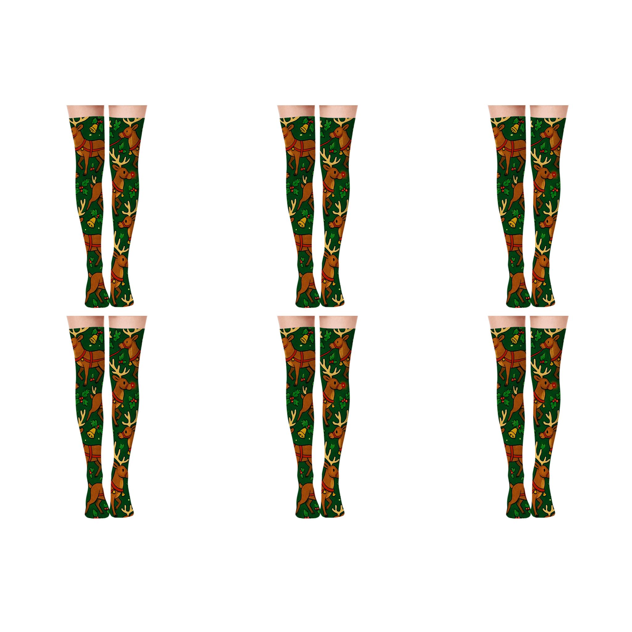 Reindeer Parade With Rudolph Accent soft everyday over-the-knee socks