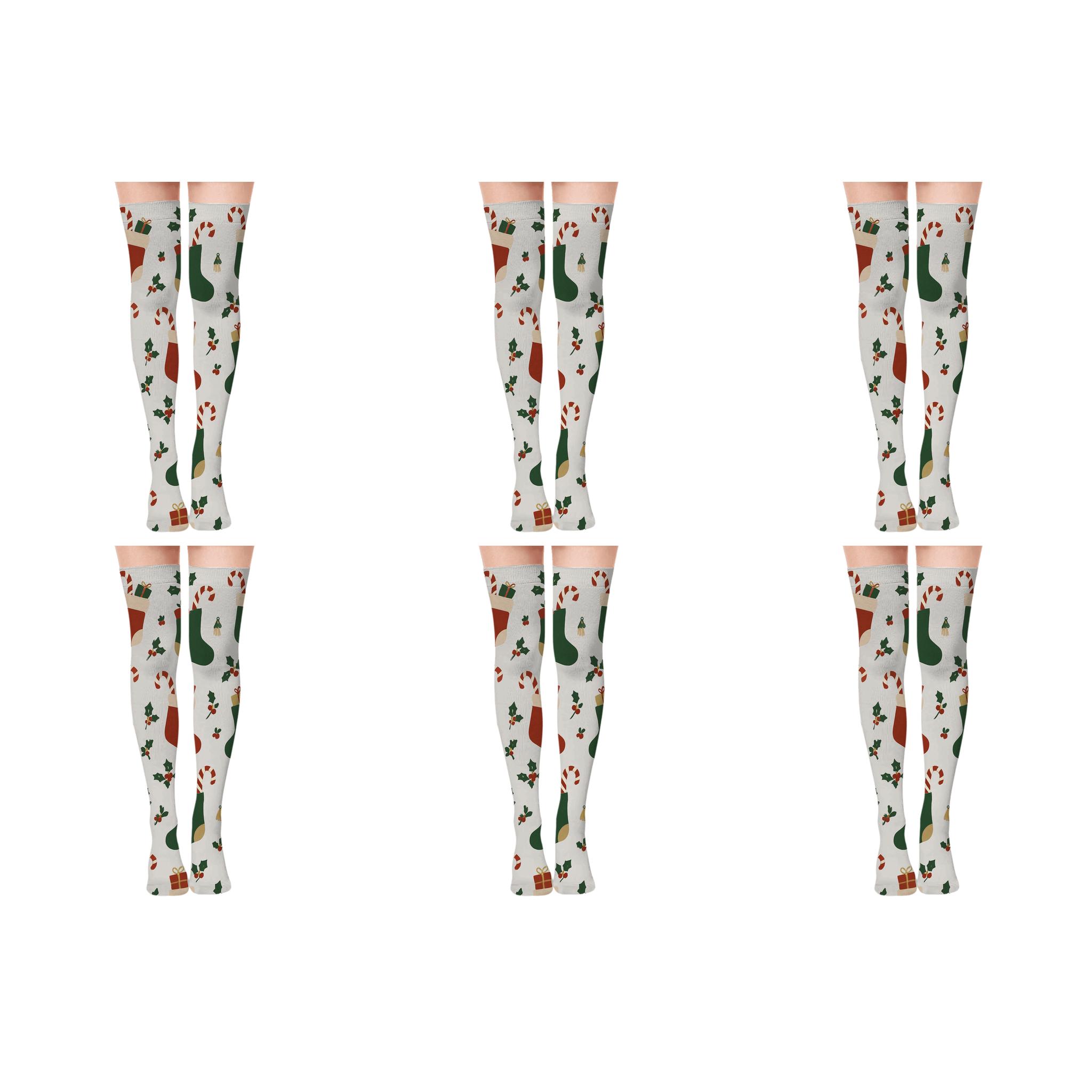 Holiday Stocking Silhouette On Light Gray soft everyday over-the-knee socks