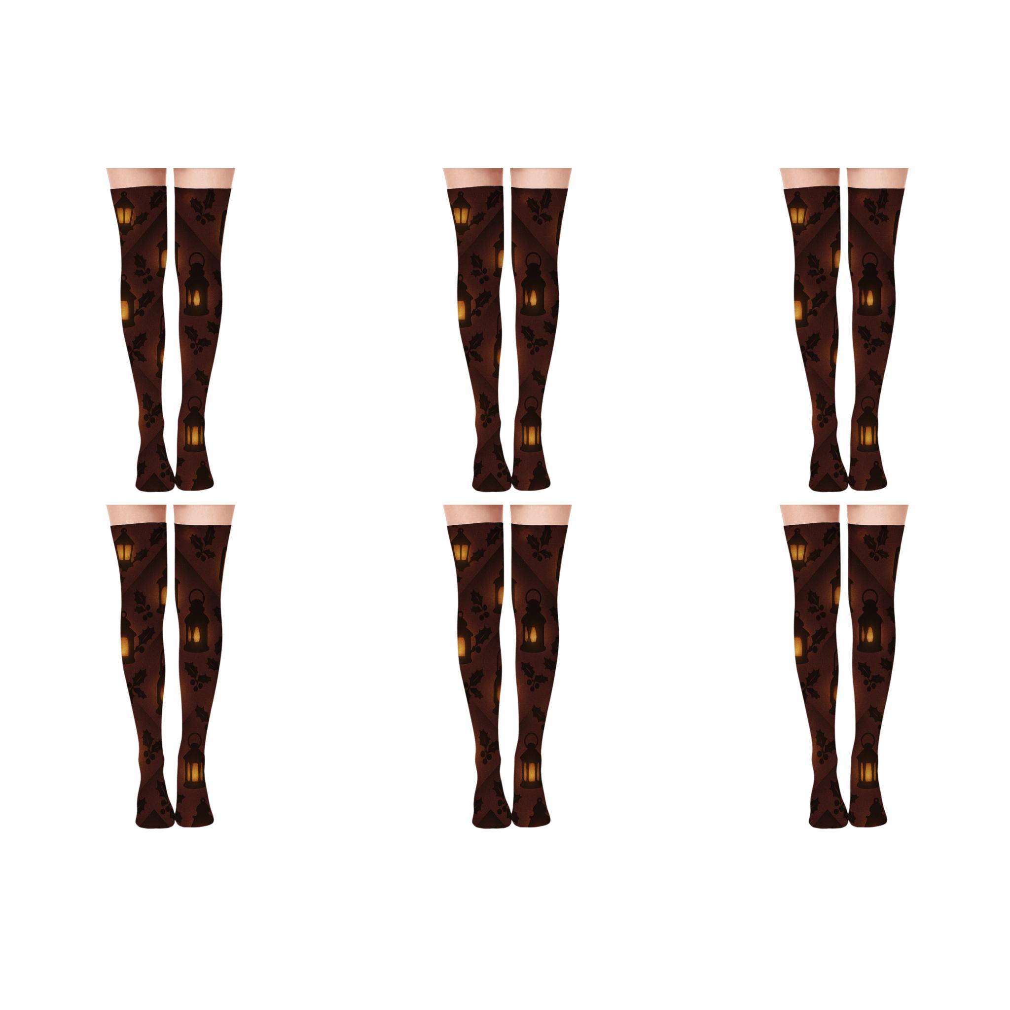 Lantern Glow Holiday Chevron Christmas custom over-the-knee socks