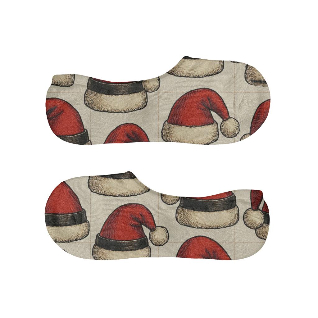 Santa Hat Grid Pattern anti-slip no-show socks