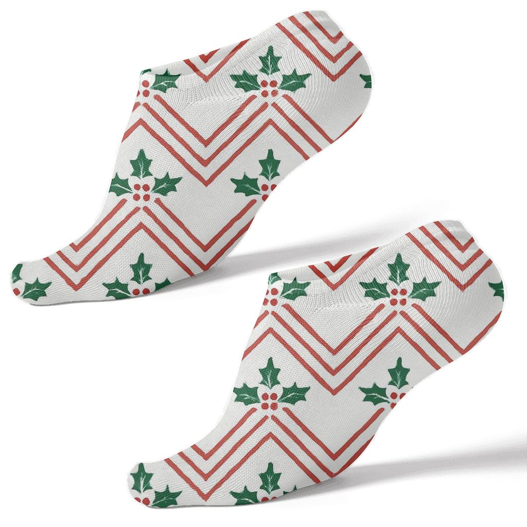 Candy Cane Chevron On White Background designer print ankle socks