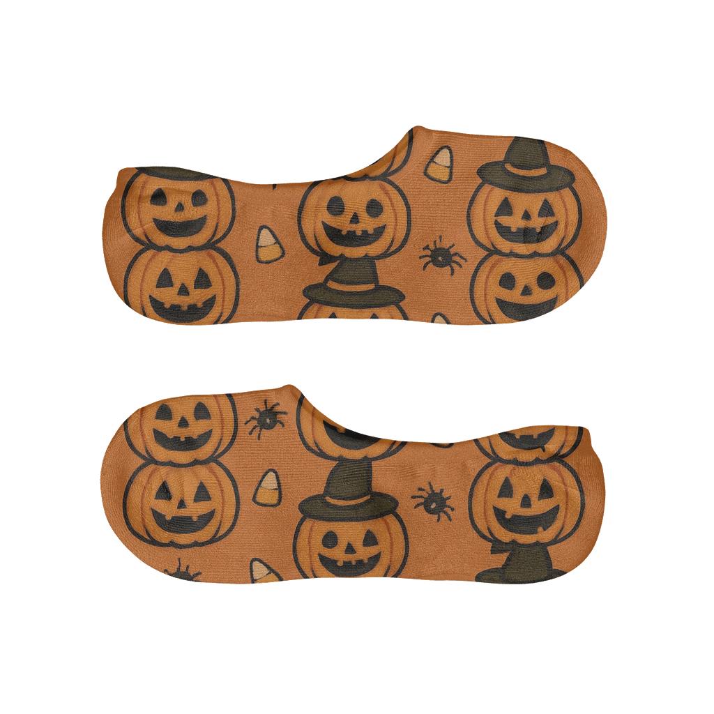Pumpkin Stack Vertical Repeat On Orange Background personalized invisible socks