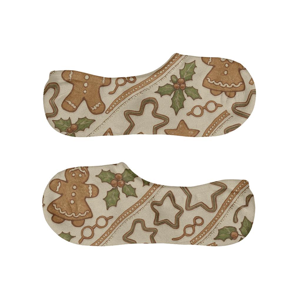 Gingerbread Chevron With Mrs Claus Accent anti-slip no-show socks