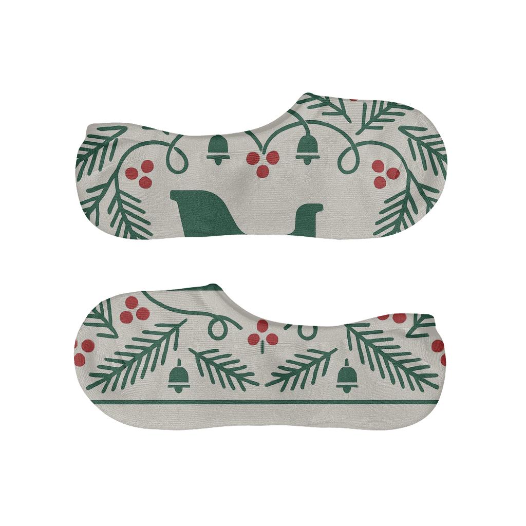 Holly Garland Border With Sleigh Runner breathable seamless no-show sockscustom no-show socks
