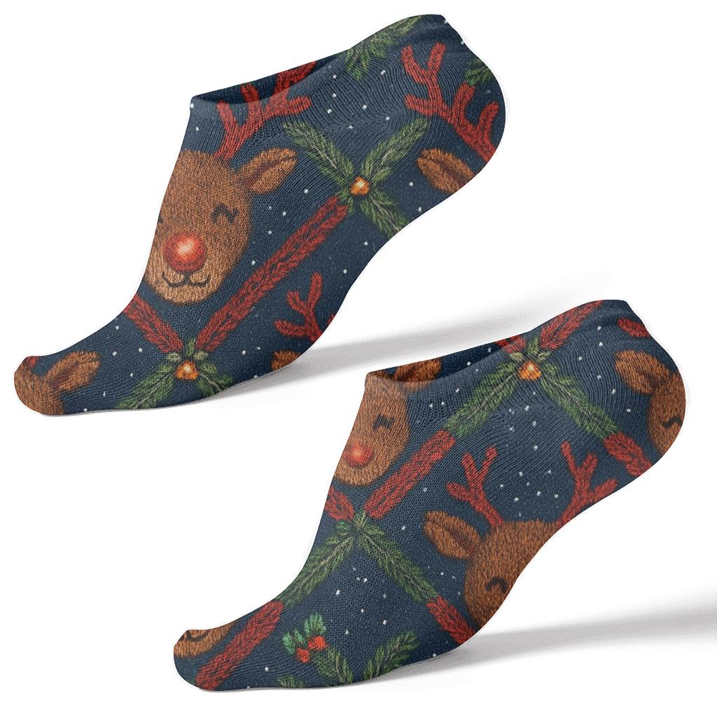 Rudolph Velvet Lattice designer print ankle socks