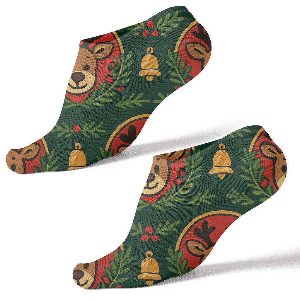 Pine Band With Reindeer Medallions soft everyday ankle socks