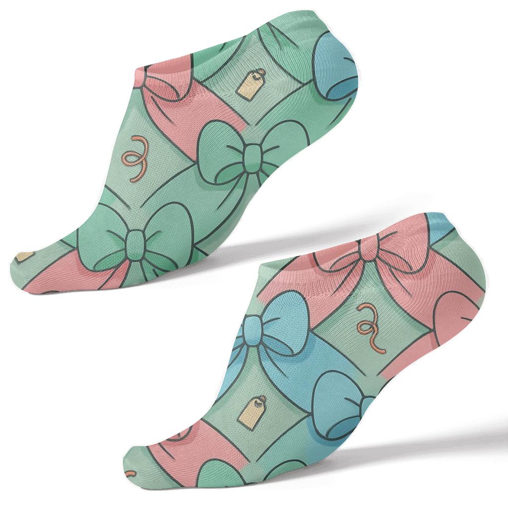 Bow Chevron With Presents Motif unique graphic ankle socks