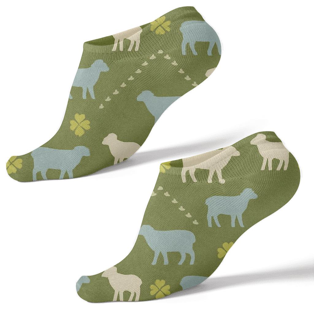 Lamb Chevron With Sheep Motif custom ankle socks