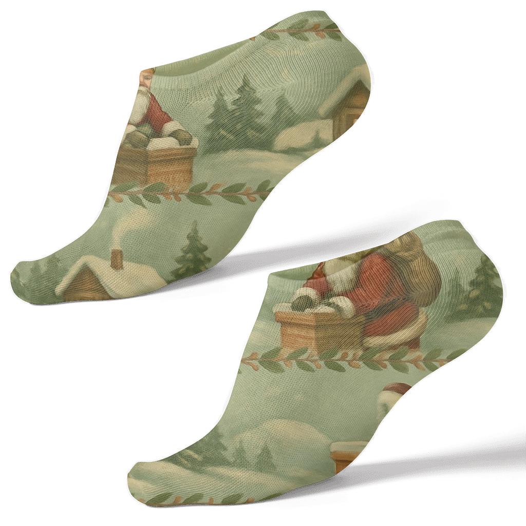 Vintage Santa Claus Landscape Band custom ankle socks