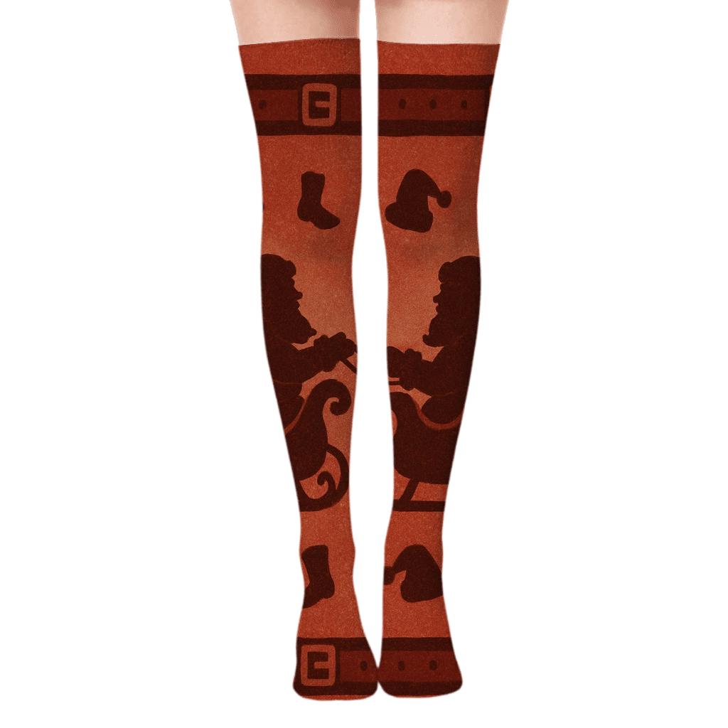 Vintage Santa Sleigh Frieze soft everyday over-the-knee socks