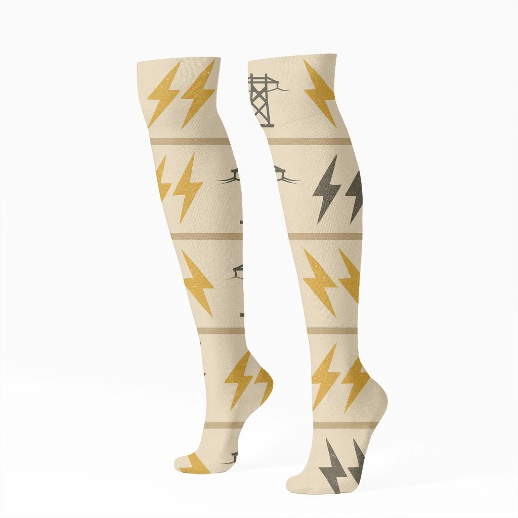 Vintage Industrial Power Band unique graphic knee-high socks