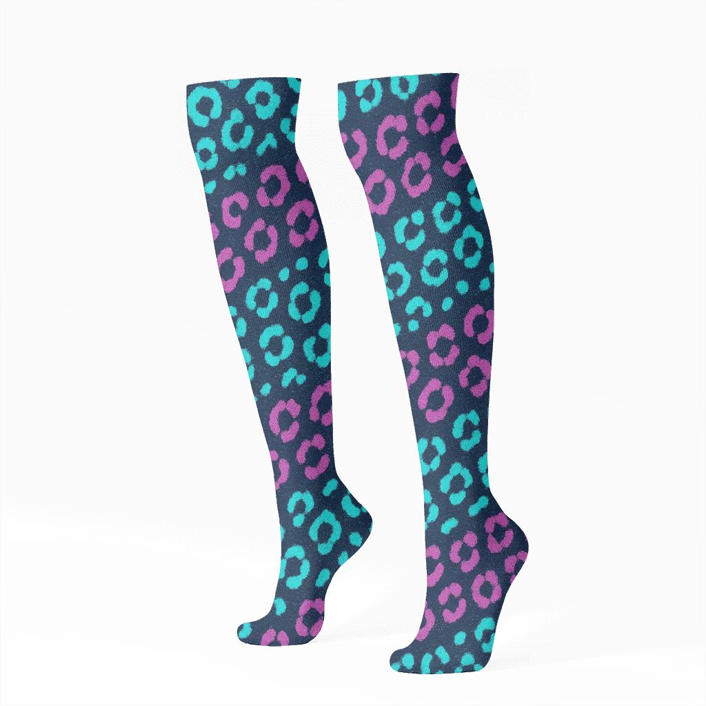 Neon Spot Wave Landscape Wrap custom knee-high socks