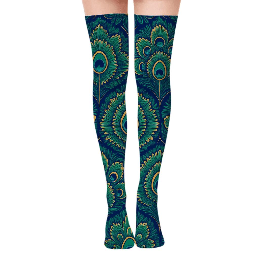 Peacock Tail Tessellation trendy patterned over-the-knee socks