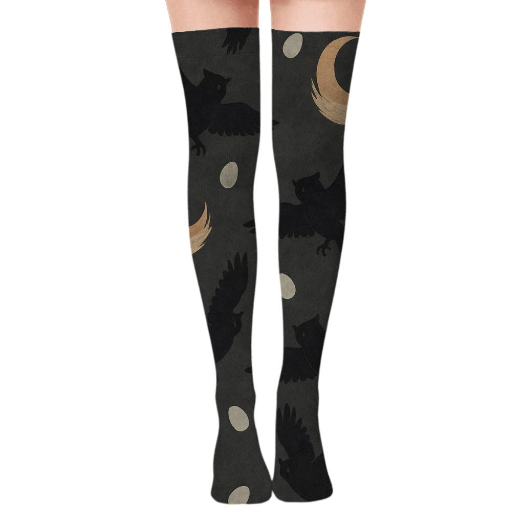 Owl Night Silhouettes custom over-the-knee socks