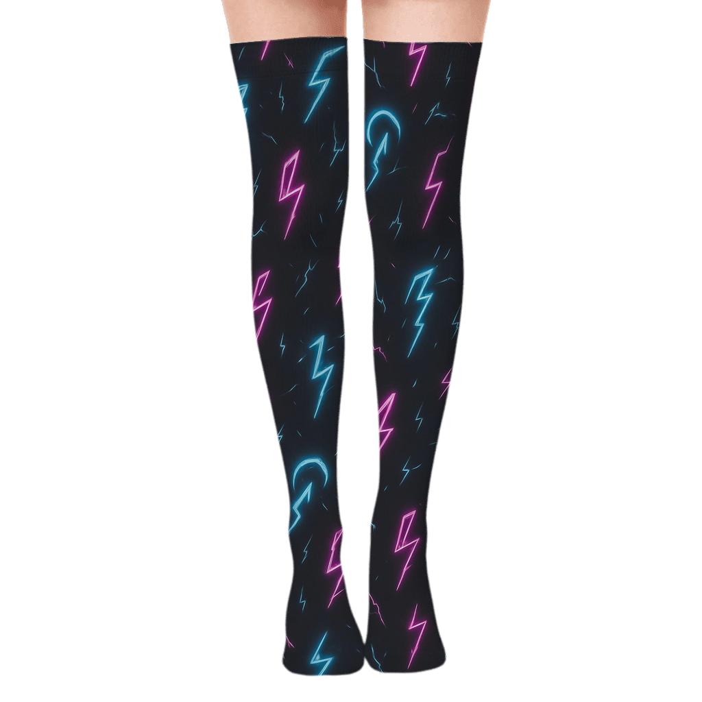 Neon Arc Scatter premium cozy over-the-knee socks