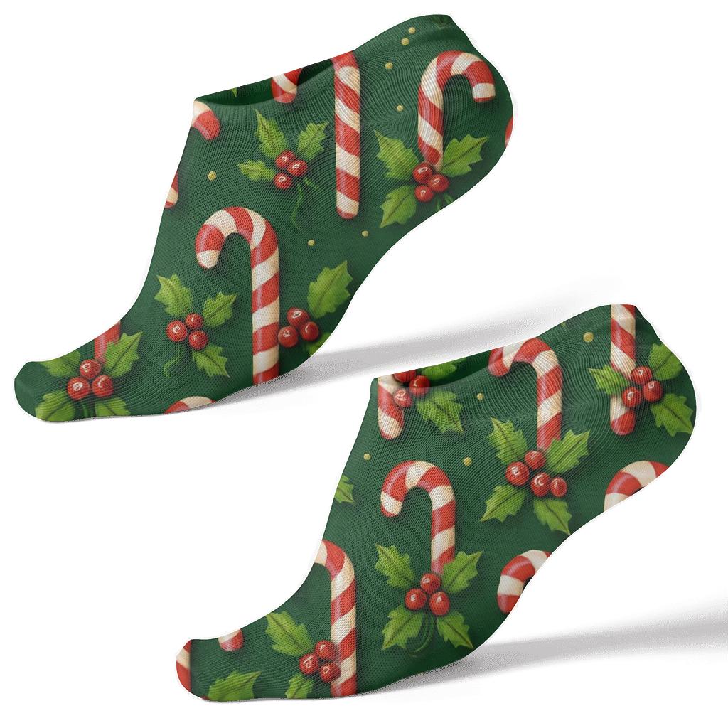 Christmas Candy Cane Grid soft everyday ankle socks