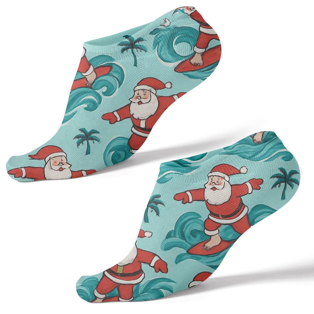 Santa Surfing Diagonal Wave soft everyday ankle socks