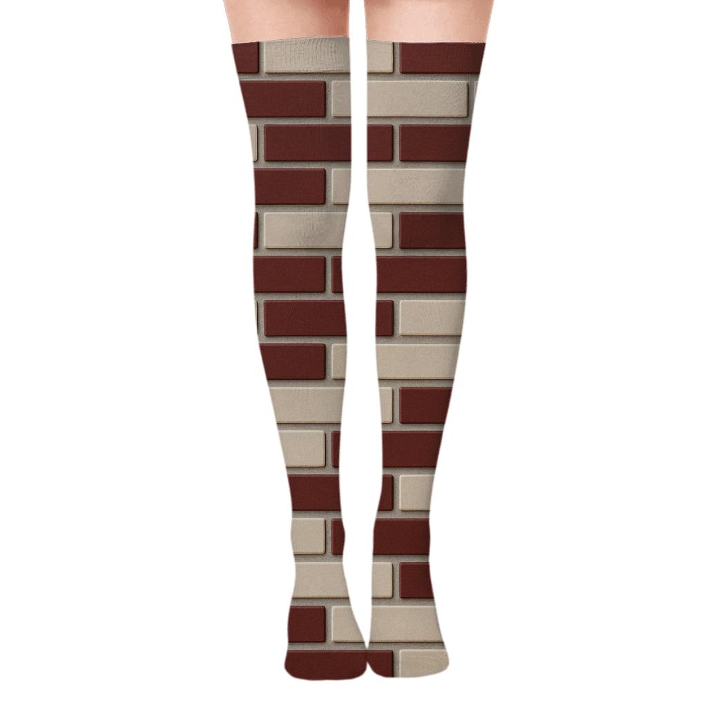 Narrow Brick Offset Over-the-Knee Socks