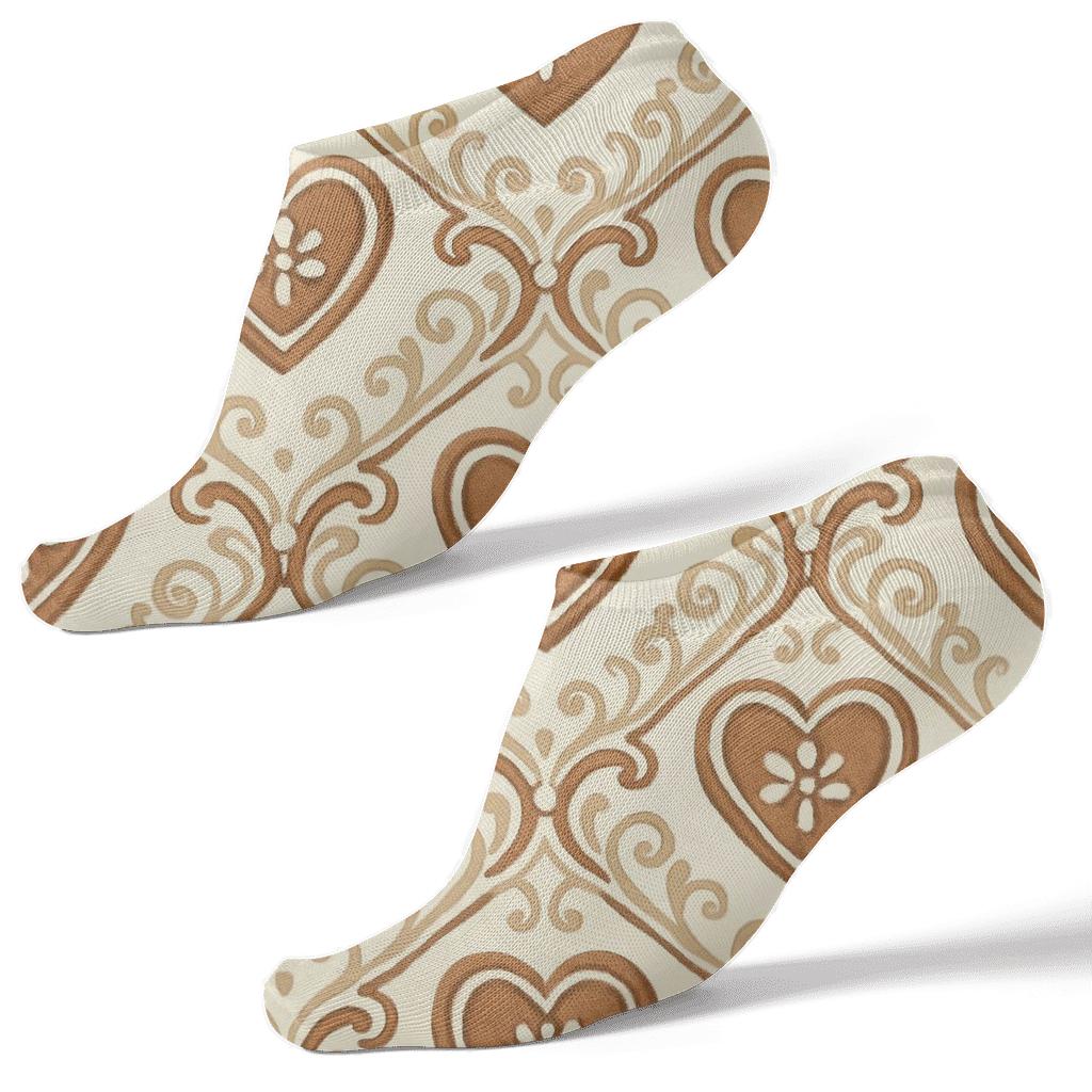 Gingerbread Heart Lattice Holiday trendy patterned ankle socks