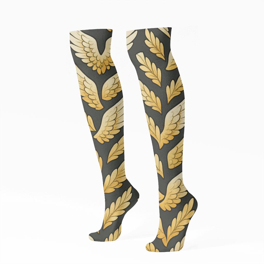 Wing Chevron Angel Design soft everyday knee-high socks