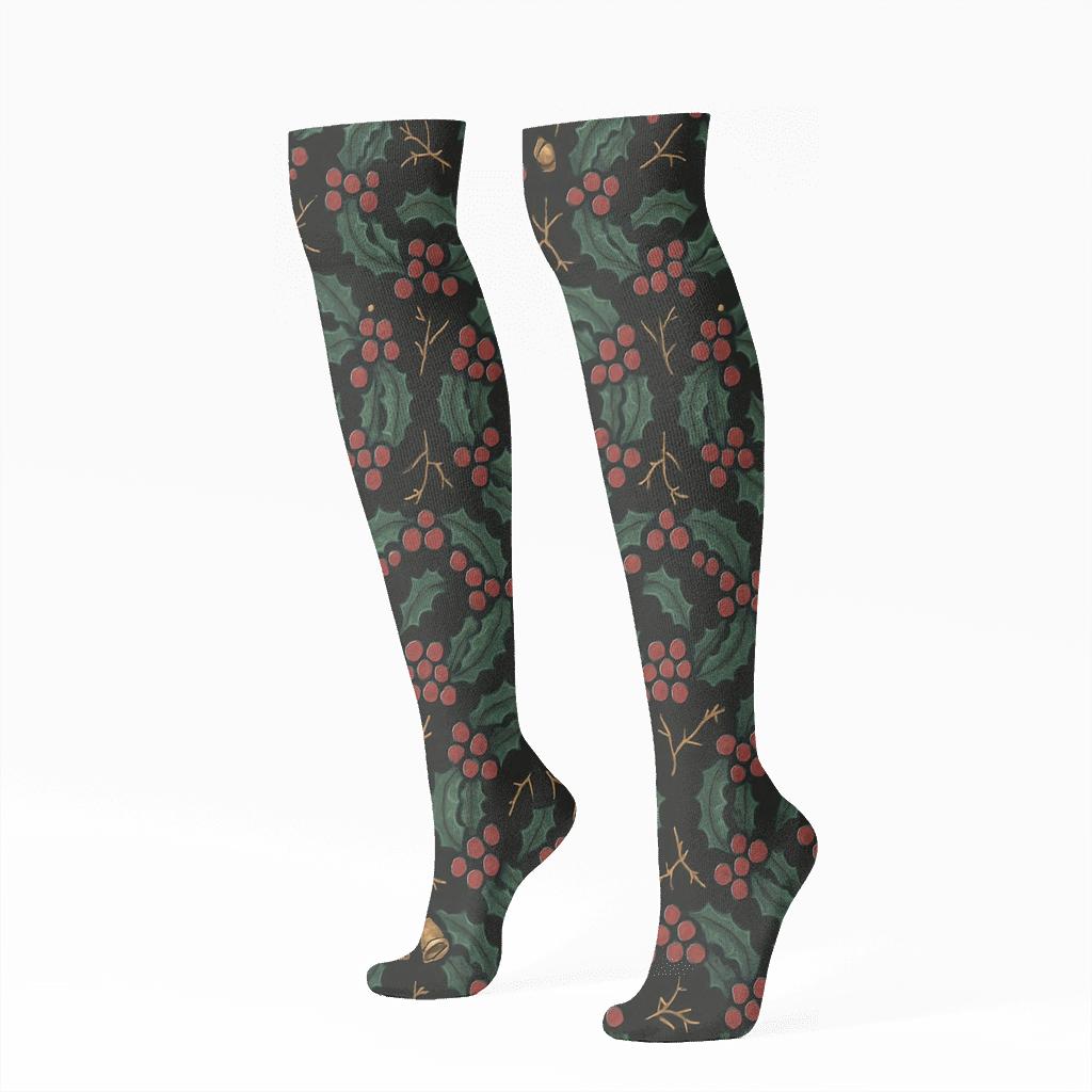 Berry Wreath Array Wreath comfortable cotton knee-high socks