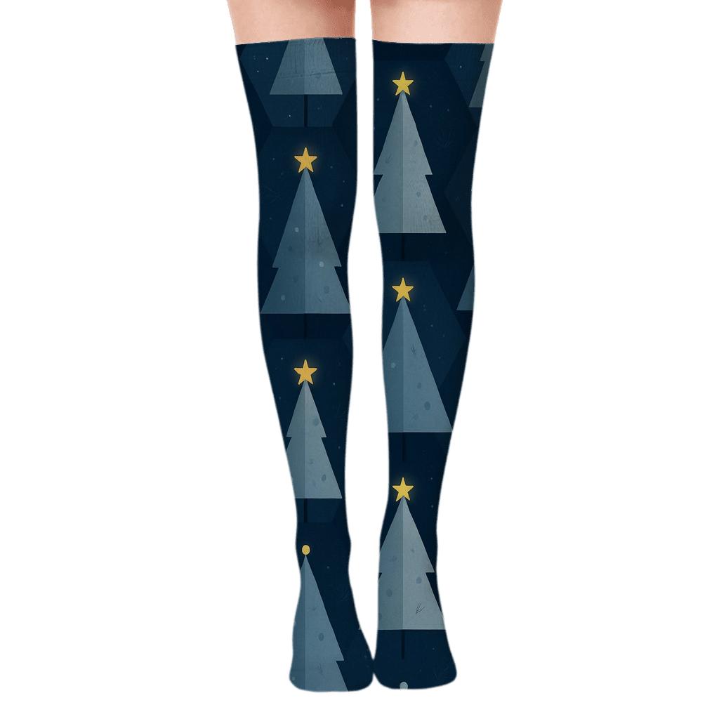 Conical Tree Tessellation Premium Christmas Tree comfortable cotton over-the-knee socks
