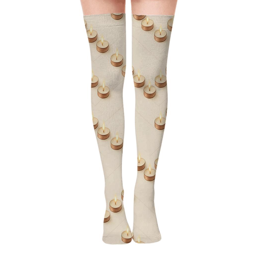 Tealight Chevron With Candle Accent soft everyday over-the-knee socks