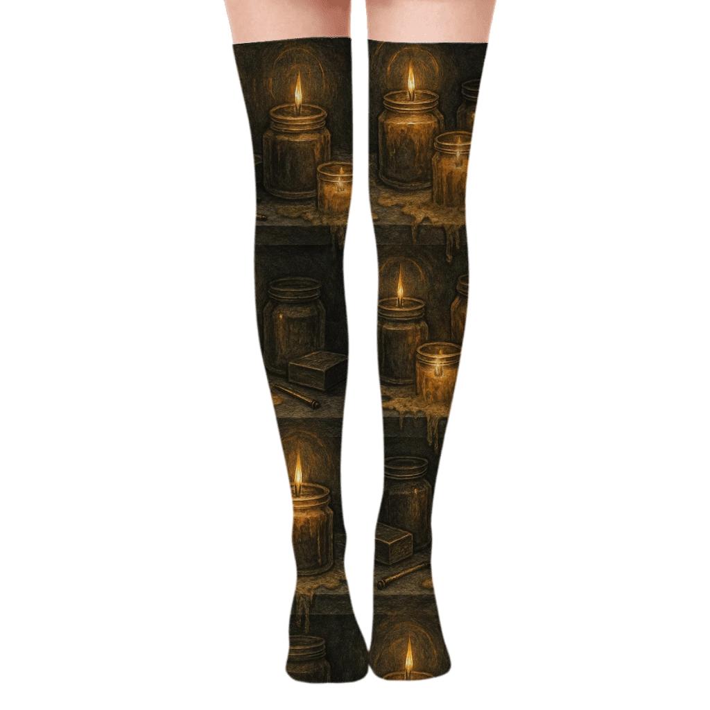 Mantelscape Wrapping Candle-Cluster Over-the-Knee Socks