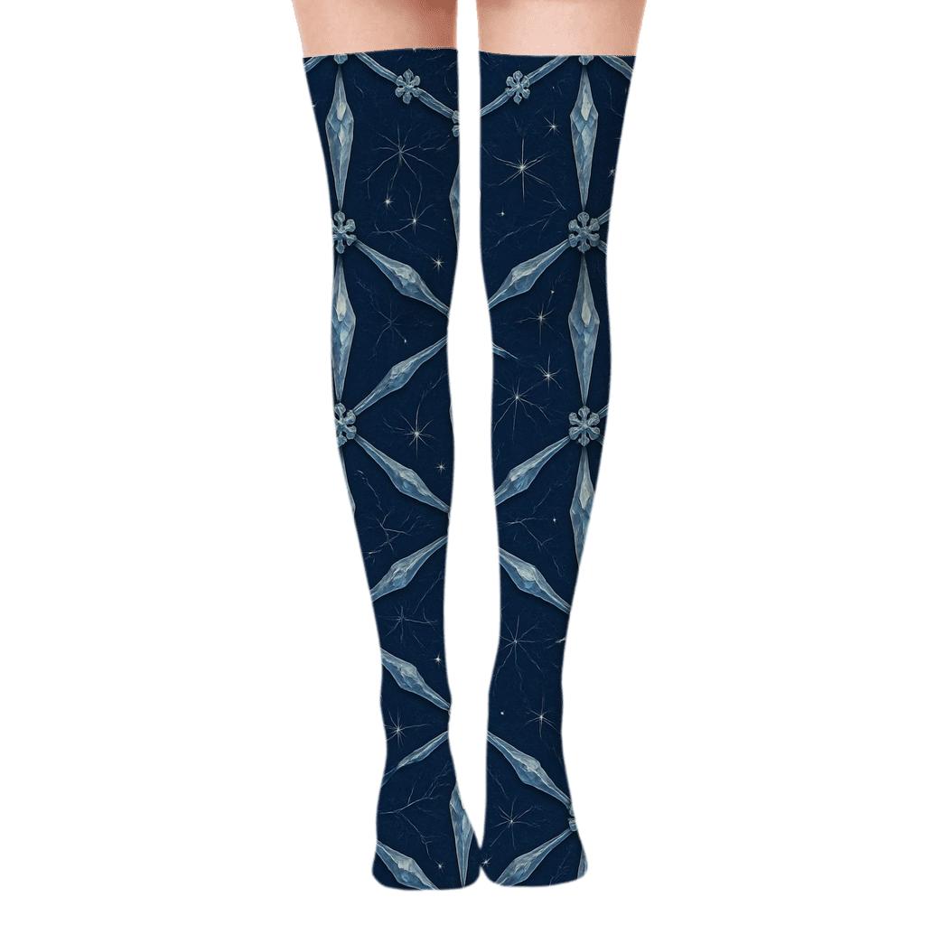 Holiday Icicle Lattice Grid custom over-the-knee socks