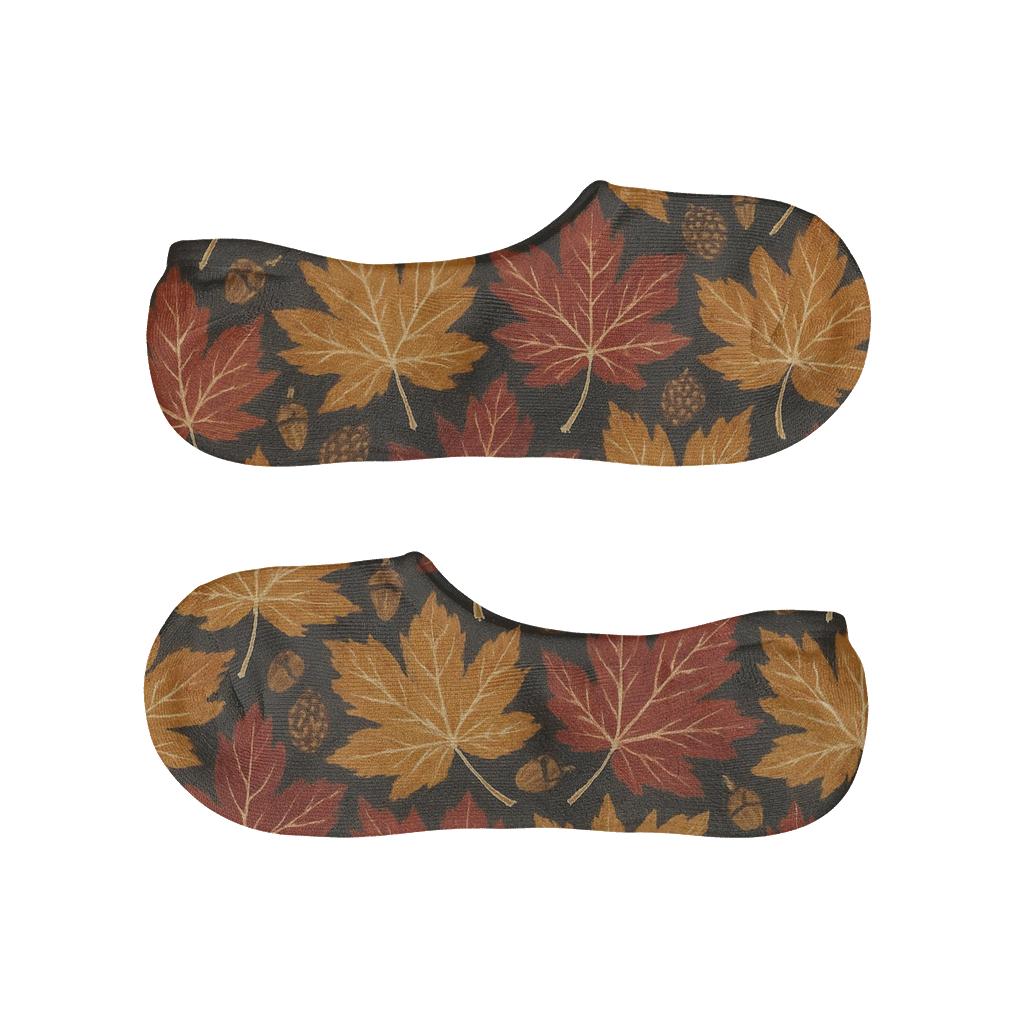 Golden Maple Tessellation On Charcoal Field designer print no-show socks