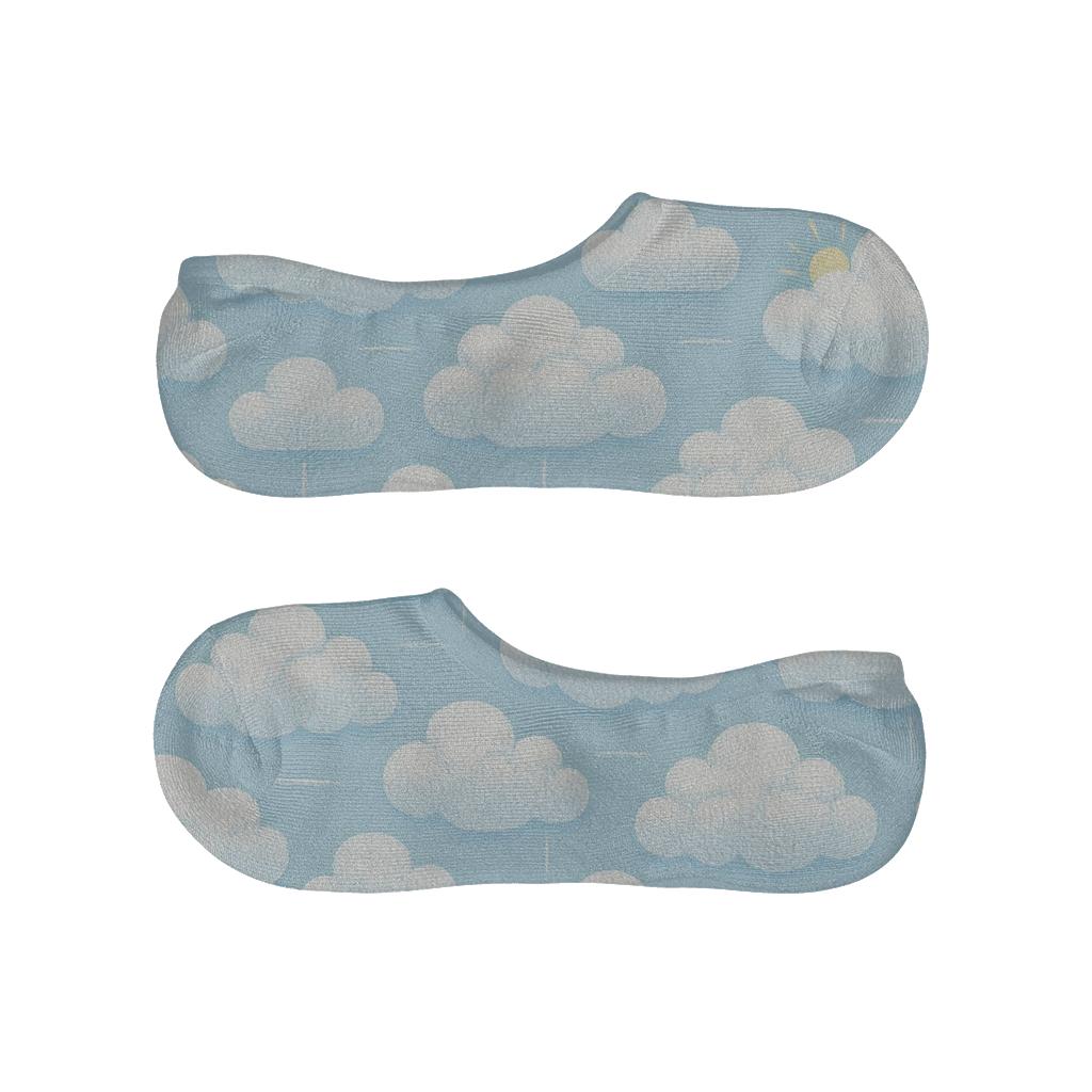 Cumulus Grid On Sky Blue breathable seamless no-show sockscustom no-show socks