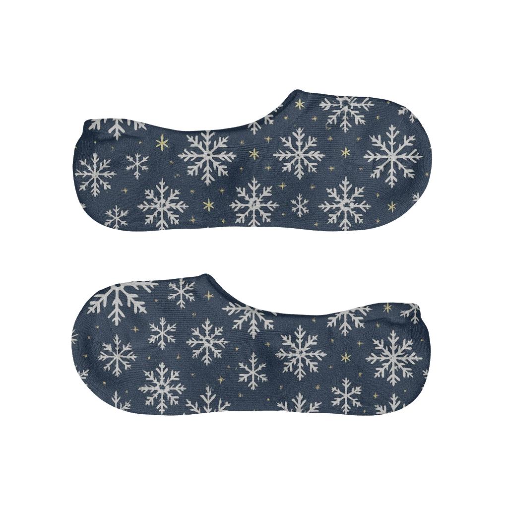 Christmas Snowflake Grid On Navy Background trendy no-show sock styles