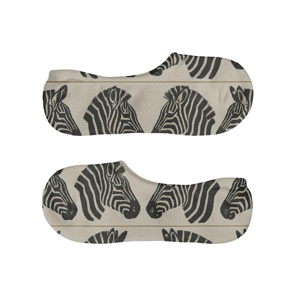 Mirrored Zebra Silhouette Bands anti-slip no-show socks