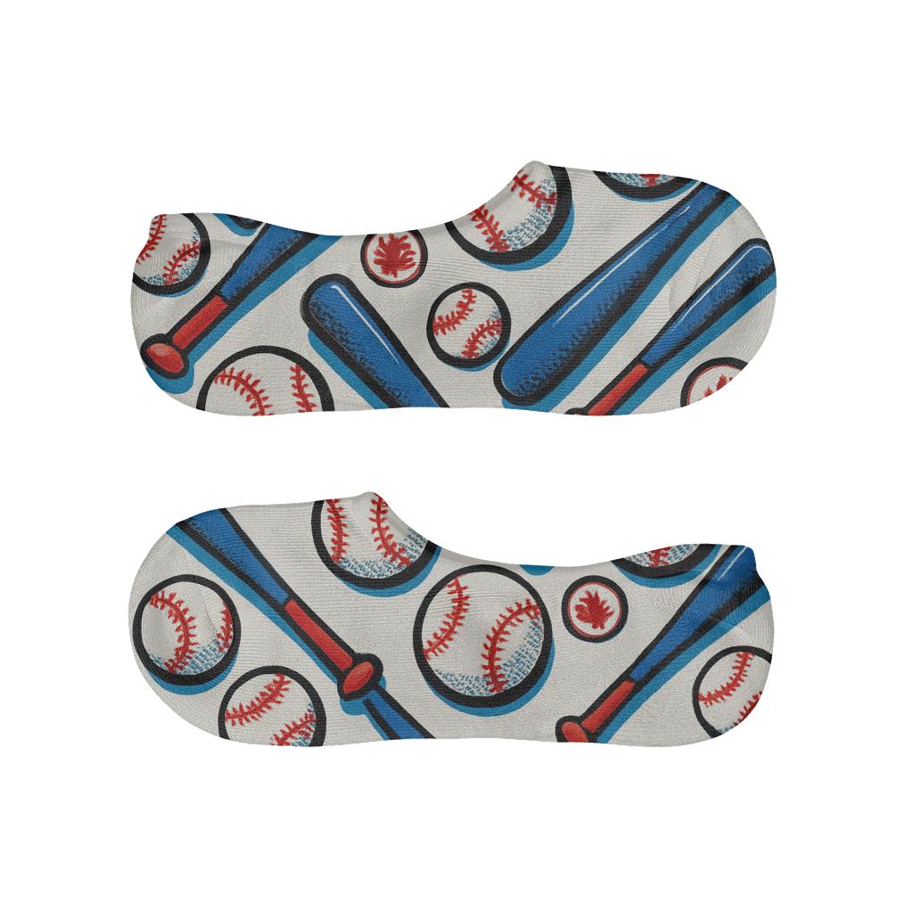 Blue Jays Bat Scatter Pattern soft cotton no-show socks