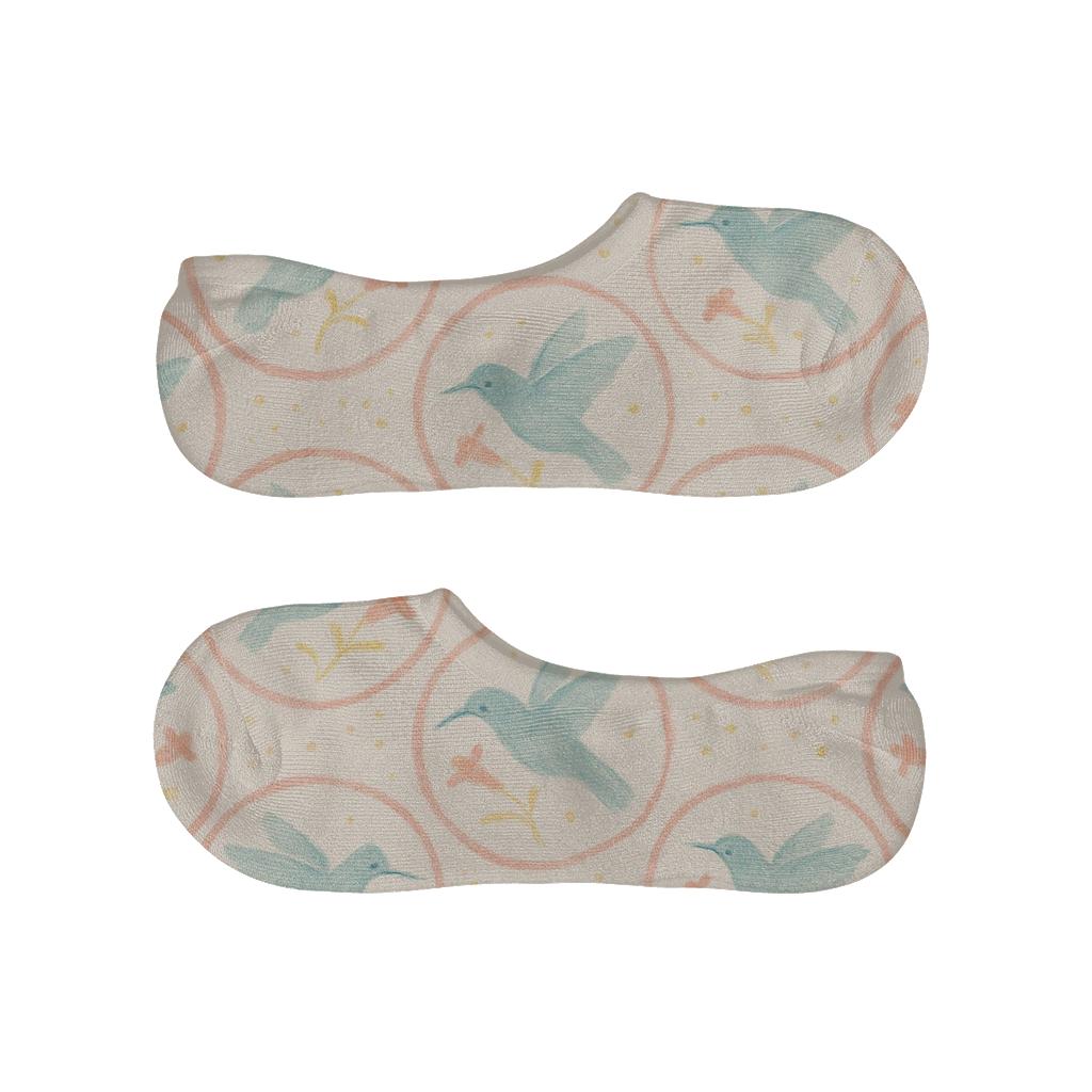 Hummingbird Floral Radial On Pastel Background custom no-show socks