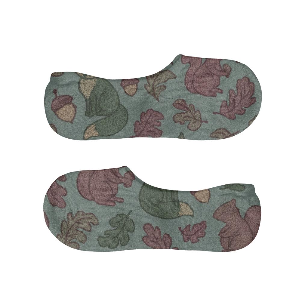 Woodland Friends Scattered On Teal Ground comfortable invisible socks